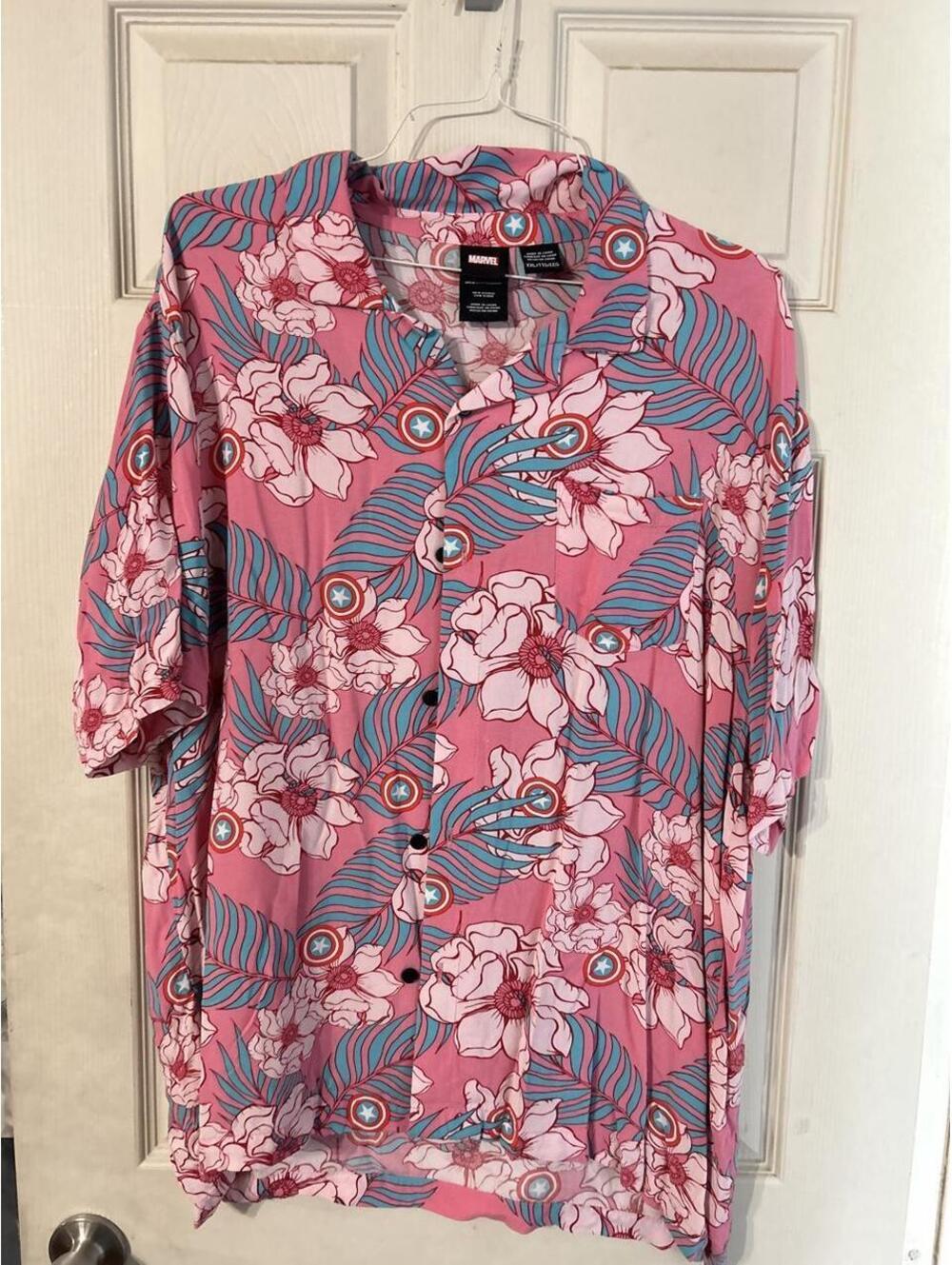 marvel captain america floral hawaiian shirt XXL